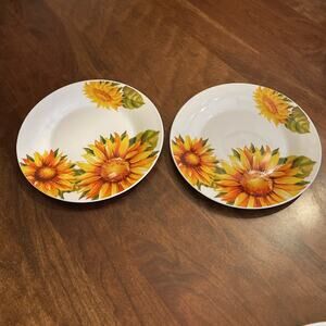 Royal Norfolk SunFlower Salad Plates Ceramic 7.5” Set Of 2 - H529